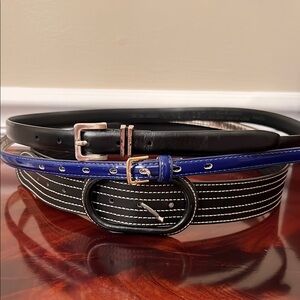 White House Black Market and Nine West Lot of Black and Blue Belts size medium